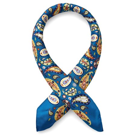 Virtuo | Pañoleta de seda con estampado de cachemira en azul y amarillo para hombres - Pañuelos para el cuello