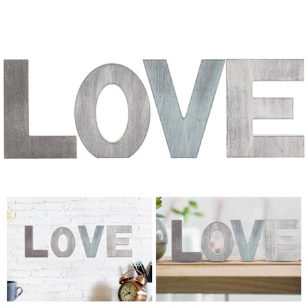 Tretre kjærlighetsskilt i tre, retro, utsøkt, frittstående, flerfarget design, bokstaver, kjærlighetsdekorasjon, ornament