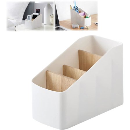 4-roms fjernkontroll oppbevaringsboks, tre fjernkontrollholder, egnet for kontorrekvisita, kosmetikk, TV, DVD-mottaker, tilbehørsoppbevaring