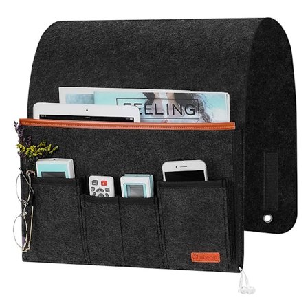 Sofa Armrest Organizer med 6 Lommer, Seng Bag Anti-Slip Oppbevaringspose for Bok, Magasiner, Mobiltelefon, Fjernkontroll
