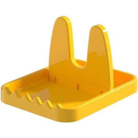 Sammenklappeligt lågstativ Multifunktionelt låg- og skestativ Køkkenredskabsholder Skehylde til køkkenredskaber (Gul)