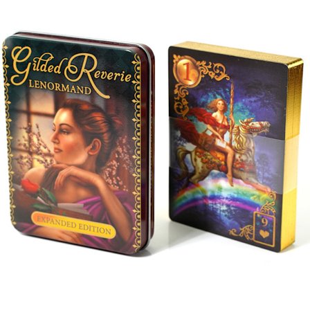 Glided Reverie Lenormand Oracle Tarot Kortstokk med Reiseguide & Metallboks for Nybegynnere og Erfarne Lesere
