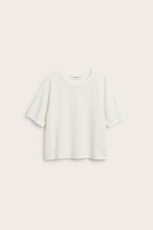 Kappahl | Kuvioneulottu pusero, jossa on lyhyet hihat Luonnonvalkoinen XL | Luonnonvalkoinen