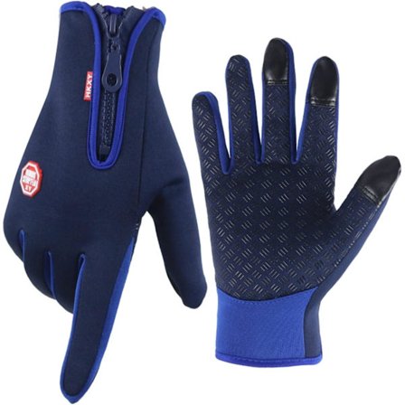 Vandtætte vinterhandsker til mænd og kvinder, vindtætte, varme skihandsker, berøringsskærm, blå, S