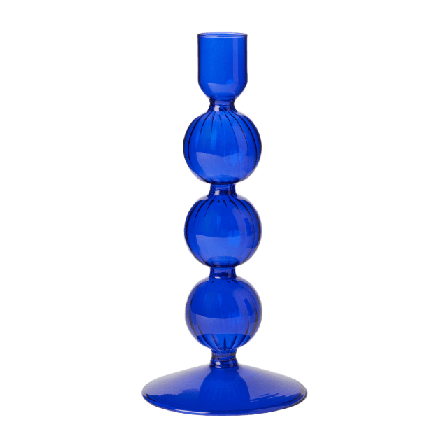 MANO ATELIER Ljusstake i glas SWIRL 21,5 cm Ljus & ljusstakar Blå ONESIZE