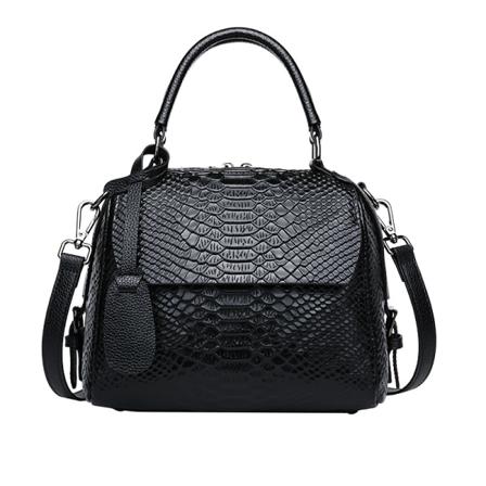 Lady Dam handväska Mångsidig handhållen Mom Medelålders Textured Shoulder Messenger-väska Black