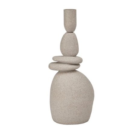 Lysestage 24 cm polyresin beige