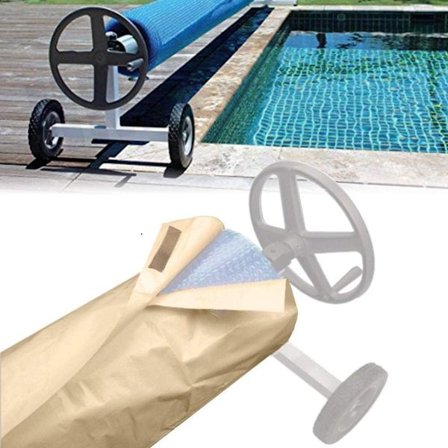 ING Solar Roll-Up Pool Cover, 490*96cm, Nedgravet Pool Cover, 190T Vandtæt, Ekstra Stærk, Pool Cover, Sol- og Regnbeskyttelse til Pools, Beige