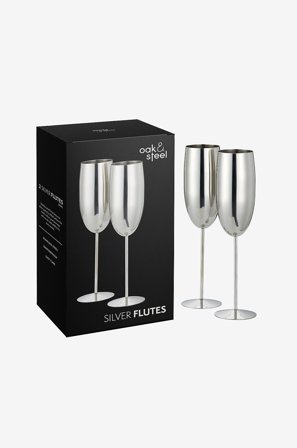 Oak & Steel - Champagneglas 2-pak - Sølvfarvet - Vinglas - Fra Homeroom