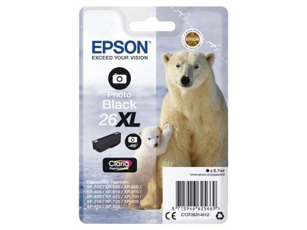 Epson 26XL - XL - fotosort - original - blekkpatron