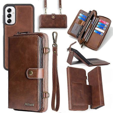 MEGSHI 020-serien Kompatibel med Samsung Galaxy A14 4G / 5G Lær Telefonveske Avtakbart 2-i-1 Lommebok Stativdeksel