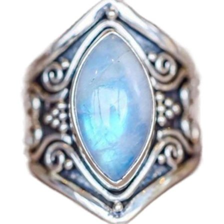Kvinne Ring Vintage Glatt Oval Stein Skinnende Utsøkt Legering Finger Ring For Daglig Bruk