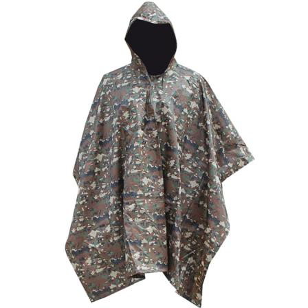 Kamouflage Vattentät Poncho Med Huva För Cover