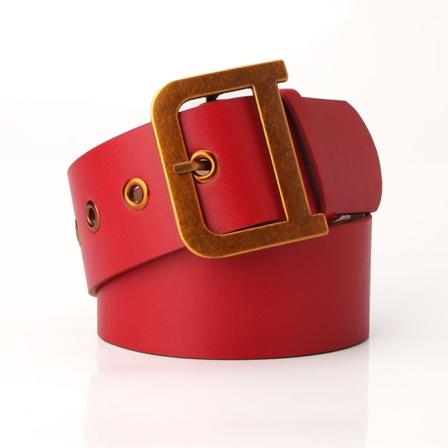 Kvinder bælter Ny mode retro guld D-form knap kjole med brede bælte bukser Bælte mode All-Match Trench Coat dekoration Retro gold Red 4.8cm*105cm