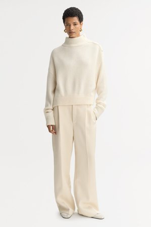 Soft Goat - Button turtleneck - Kaschmirpullover für Damen - XS - Feather White