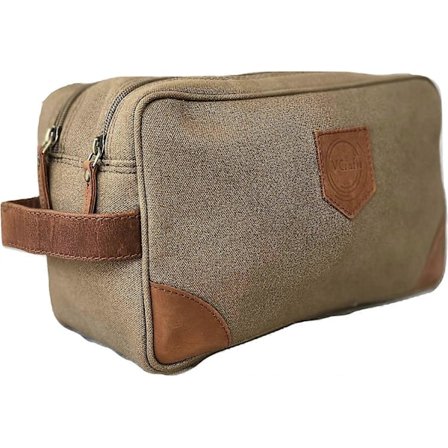 Unisex Toilettaske Rejse Dopp Kit Vintage Læder Canvas Rejse Toilettaske Barbering Dopp Kit Herre Rejse Toilettaske