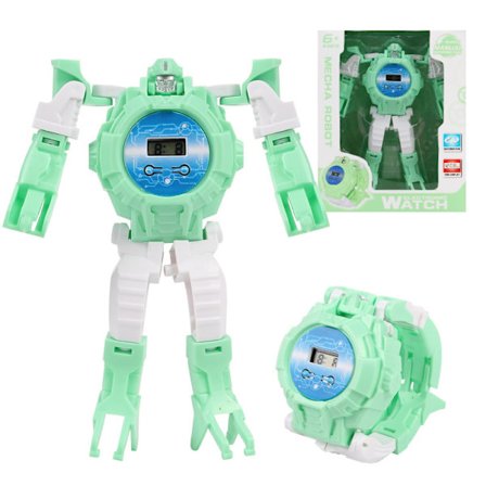 (1 pakkaus) Autokellolelu Sähköinen kilpa-etäohjattava auto Autokello (022-1 Muodonmuutoskello [Vihreä] Laatikko)