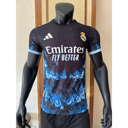 25-26 Real Madrid CF Blå Sort Fodbolduniform T-shirt S-2XL