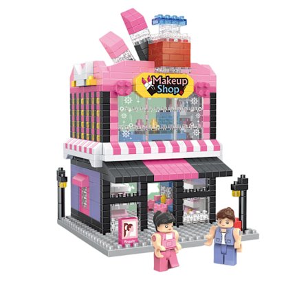 Byggekloss mini bygate, kosmetikkbutikk, 829 deler