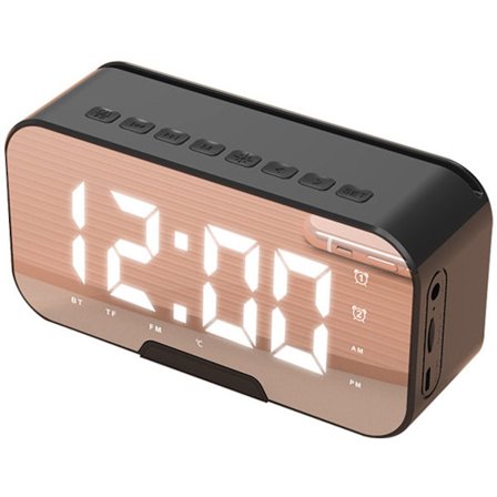 Digital vekkerklokke, med display, store tall, ukedag, dobbel alarm, hverdags- og helgemodus, nattlys, dimmer, minne ved strømbrudd