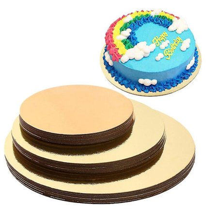 Tårtbrickor Set med 18 Tårtunderlägg 6 Tum, 8 Tum och 10 Tum 6 av Varje|Bakning(Guld)