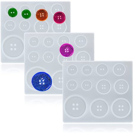 3-delad knappform DIY silikonharts droppform med 5 storlekar