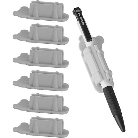 6 stk. Pennholder for skrivebord, selvklebende pennholder for feste på utklippstavle i klasserommet, silikonpennholder og tusjholder for 