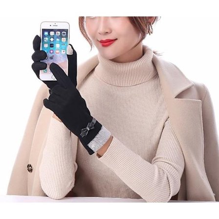 Fleece & bow gloves used with Mobile touch iPad