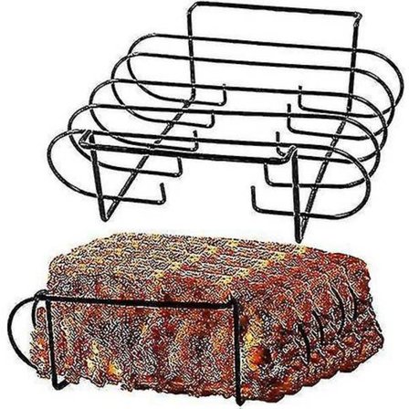 BBQ Rib Rack Stativ Ikke-pinne Grillstativ for Gassrøyker Kullgrill