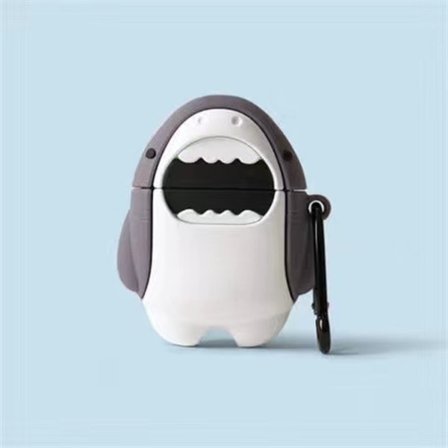 Haj söt tecknad hörlursfodral, airpods 1/2 trådlöst bluetooth hörlursfodral silikonfodral.