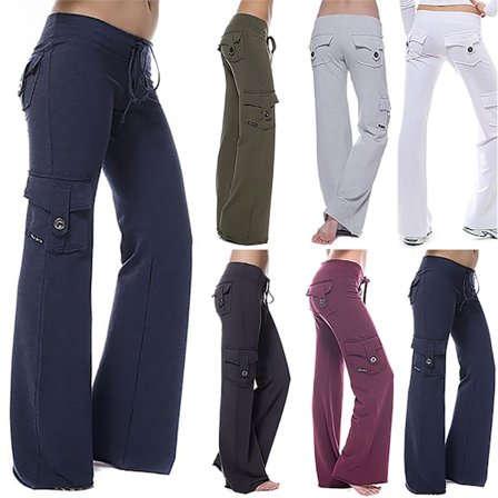Dam stretchiga yoga byxor med hög midja, casuala lösa sportbyxor