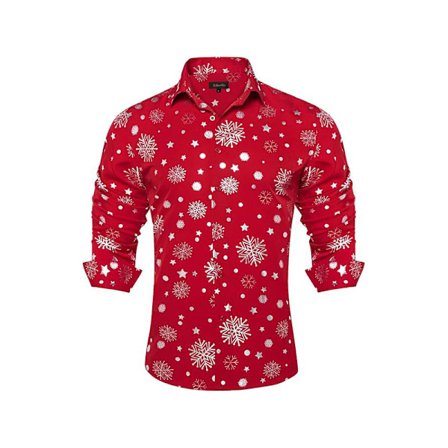 Juleskjorter til mænd Skinnende ferieknap ned ad kjoleskjorter