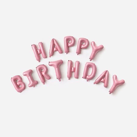 Tillykke med fødselsdagen Balloner Banner 40 cm, Folie Ballon Skilt Fødselsdagsfest Dekorationer til Kvinder Mænd Drenge Piger (Pink)