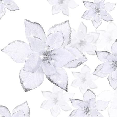 24 kpl Joulukiilto Poinsettiakukat H Faux Kukat Joulukoristeet Koristeet Joulukuuseen Uusivuosi (10cm) white