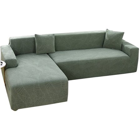 Vedenpitävä sohvanpäällinen - Ruohonvihreä jacquard-lehtikuvio - 2-istuttavalle sohvalle (145-180 cm)