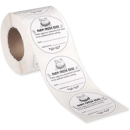 500 stk. Gårdsfriske æg klistermærker, 2 tommer æg klistermærker runde æggebakke klistermærker (FMY)