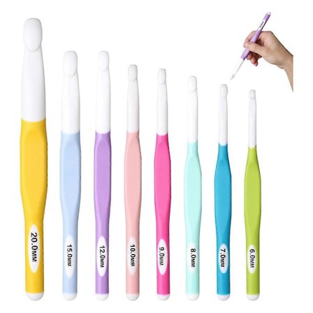 8 Kokoa Suuret Virkkuukoukut Ergonominen Setti, Suuret Virkkuukoukut Paksuille Langoille, 6mm - 20mm Suuri Virkkuukoukku