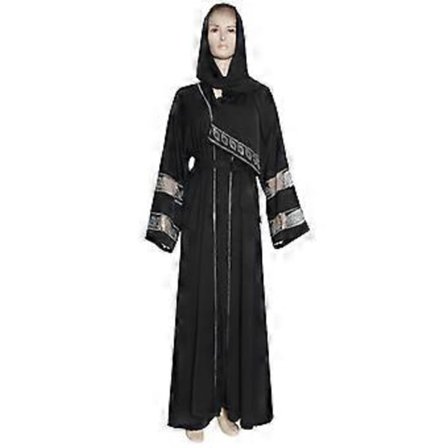 Kvindes Løstsiddende Talje Muslimsk Kjole Islamisk Abaya Cocktail Party Robe Kaftan (Sort)