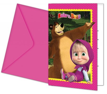 Inbjudningskort Masha och björnen 6-pack