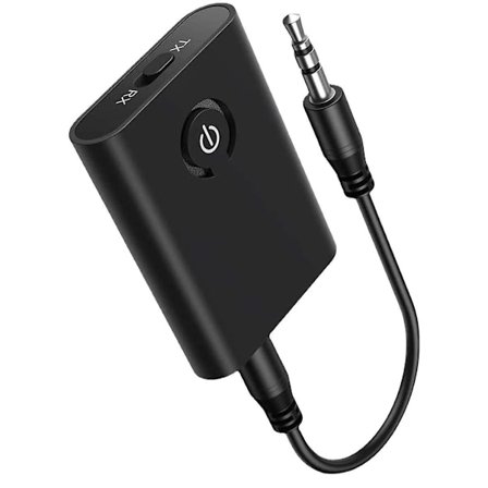 Bluetooth 5.0 sändare mottagare, 2 i 1 Bluetooth-adapter Mini bärbar 3,5 mm jack, låg latens kompatibel