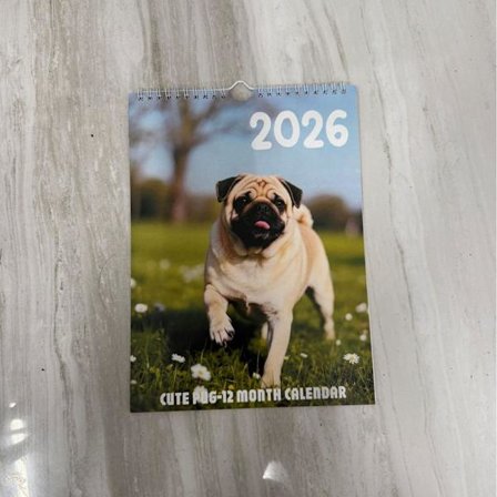 2026 Ny gränsöverskridande bästsäljande Amazon engelska Highland Cow Katt Hund Kalender/Skrivbordskalender 22 Mops