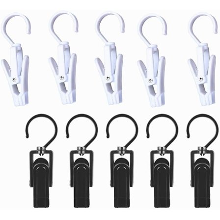 10 stk. Vaskesnor Krog Super Stærke Plastik Tøj Klemmer Krog Clip Familie Rejse 360 Grader Roterende Klips til Hængende Hængsel