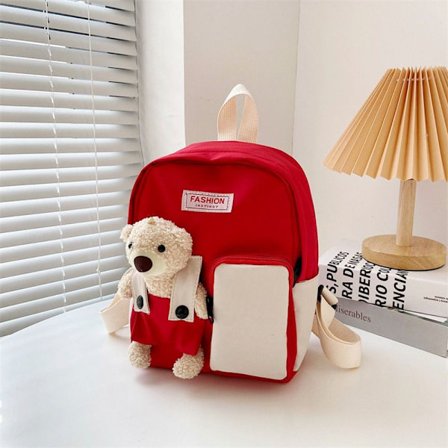 Bear Doll Ryggsekk Barn Skolevesker RØD
