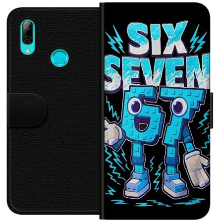 Kompatibel Tegnebogsetui til Huawei Huawei P smart 2019 Legelig blå illustration med tallene Six Seven i retro arcade-stil med stærk typografi og gr