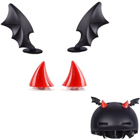 2 par dekorative ører til motorcykelhjelme hjelmdekorationer med sugekopper hjelmhorn dekorationer til alle typer hjelme 4X3cm (sort