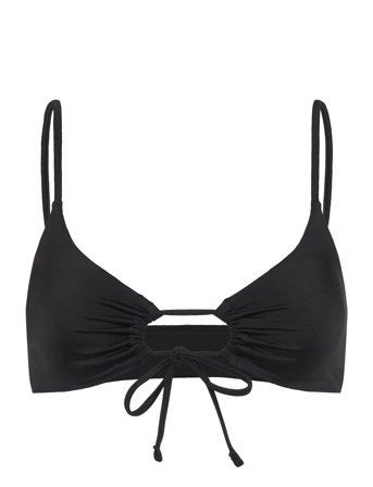 Weekday Ruched Triangle Bikini Top - Black - XXS