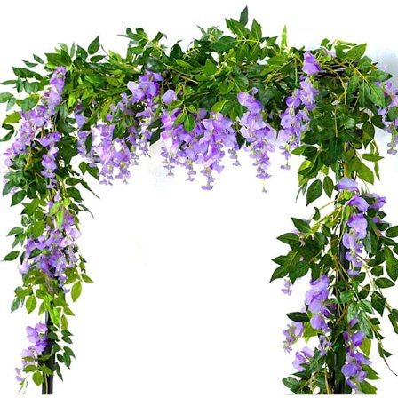 2 stk. Kunstig Wisteria Slyngplante Blomster Kunst for Seremoni Hjem Bryllupsdekorasjon