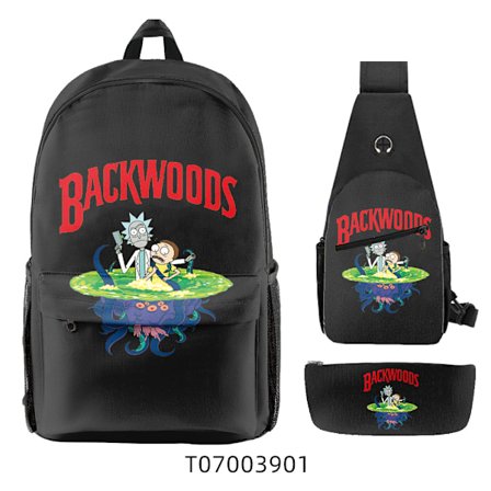 Ny tegneserie BACKWOODS tredelt skoletaske til elever i grundskolen og gymnasiet