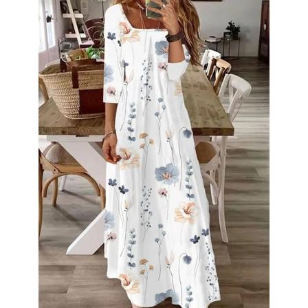 Fasjonabel Elegant Printed Dress Lang Jumpsuit White L