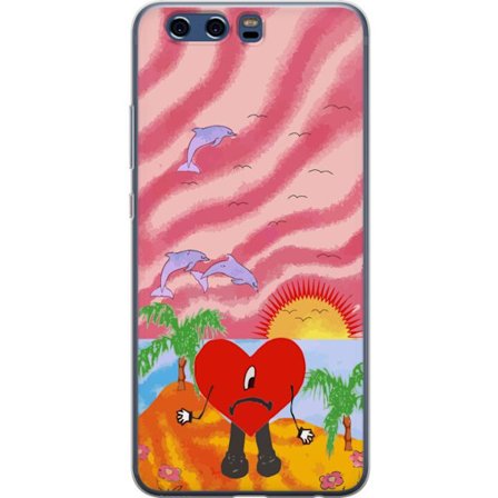 Kompatibel Mobilcover til Huawei P10 Bad Bunny i en farverig quiltet jakke med hjertemønster og solbriller i moderne gade stil